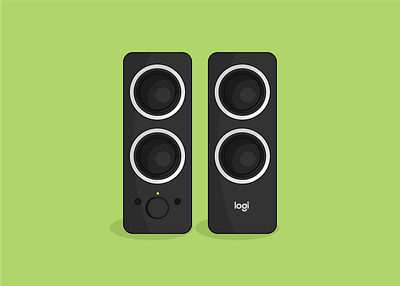 Logitech Speakers flat design geometric illustration minimal minimal illustration simple speakers speakers illustration vector illustration