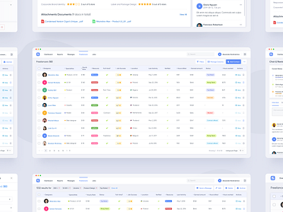 Freelance platform — responsive data table for HR's actions adaptive application clean data drawer filters freelance hr interaction interface layout modal platform responsive select service table ui ux