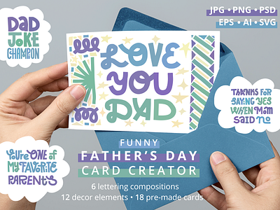 Love You Dad card creator dad design father fathers day funny illustration joke lettering love typography