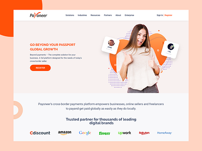 Payoneer Header design designing header landingpage ui ux