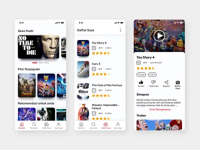 Movie Streaming App Concept - Light Theme app app design clean figma light theme minimalist mobile design movie streaming app ui userinterface