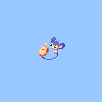 Aipom art blue clean design flat hand illustration illustrator minimal monkey pink pokemon purple vector