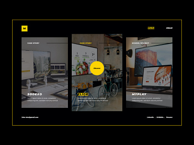 Portfolio Works Page case study concept design interface pointer portfolio portfolio page portfolio site project resume ui ui design web web design website work yellow