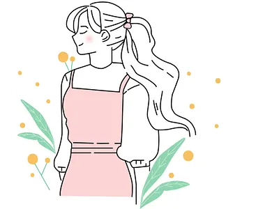 Girl lovely girl line lovely minimal outline pink woman