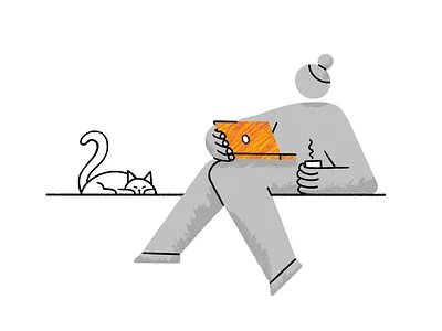 Self-Isolation 3/4 2020 brushes cat character character design computer illustration internet ipad isolation print procreate texture