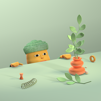 Plant lover 3d branding c4d character cinema 4d cinema4d editorial illustration leaves plant render spring