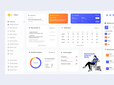 Eschool app dashboad dashboard design design e learning education intarface interface design lesson managment school study ui uidesign web web app webdesign