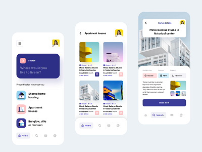 Accomodate - Rental home finder mobile application UI branding business color scheme dashboard directory find home hotel housing illustration logo minimal mobile app payment rent rental search service solution ui ux