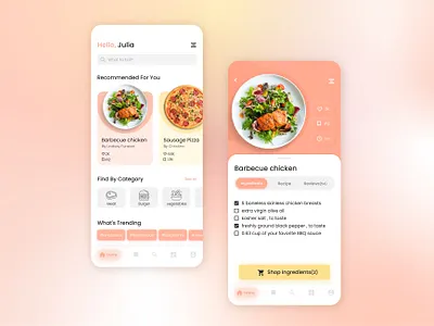 Recipe Mobile App adobe xd adobexd android application cook design app flat food food and drink food app healthy food ingredient ios mobile recipe recipe app recipes ui user interface userinterface