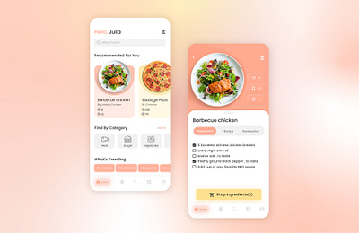 Recipe Mobile App adobe xd adobexd android application cook design app flat food food and drink food app healthy food ingredient ios mobile recipe recipe app recipes ui user interface userinterface