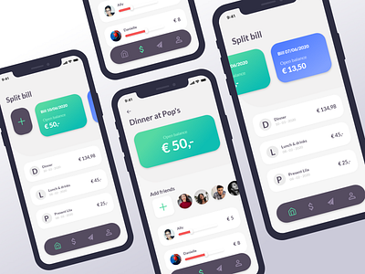 Bill splitting app adobexd adobexdchallenge app dailyui design ui ui design user interface user interface design ux