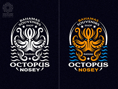 Octopus Nosey logo beautiful brand branding design identity logo logotype marine ocean octopus shellfish tentacles