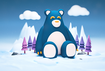 Bear 3d 3d art bear c4d cartoon cinema 4d design digital art illustration render snow winter