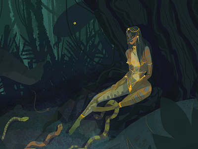 Queen of snakes artist atr dribbble illustration illustrator jungle snake snakes woman