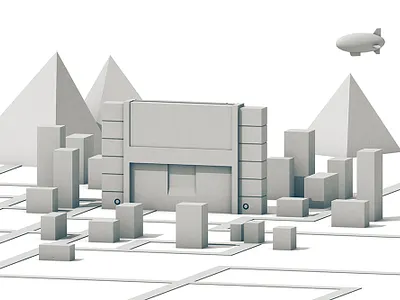 SNES City Concept 3d architecture blimp c4d cart cartridge cinema 4d city illustration isometric landscape model pyramid render snes super nintendo