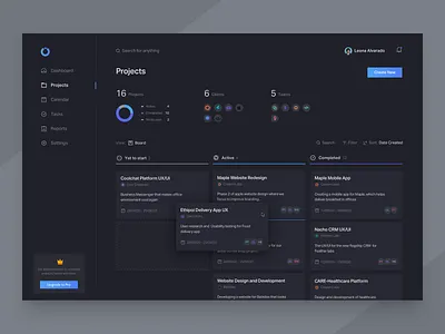 Project Board app board clean dark dark mode dark ui dashboard design kanban management minimal product project project management ui ux