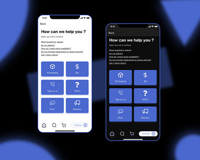 Help Screen for Mobile Applications -- Black and Light Theme adobexd blackandwhite clean design clean ui dailyui help center helpdesk helper hybrid app interaction design minimal mobile app design mobile ui uiuxdesigner