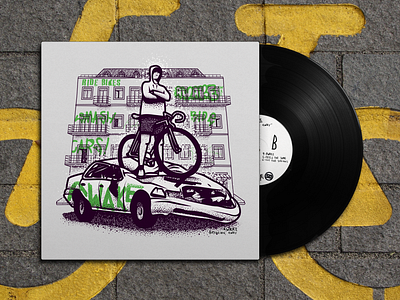 AWAKE Album cover album cover album cover art album cover design bicycle building car design illustration