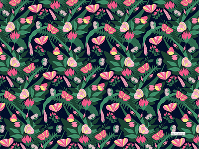 Butterfly & Flower 1 illustration pattern pattern a day pattern art pattern design print design surface design surface pattern textile design textile pattern