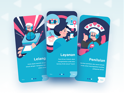 Anterin On Boarding Illustration anterin apps box delivery expedition food delivery gojek grab illustration illustration kit landing page mobile mobile app motorcycle on boarding ride hailing transportation transportation apps ui ui kit website