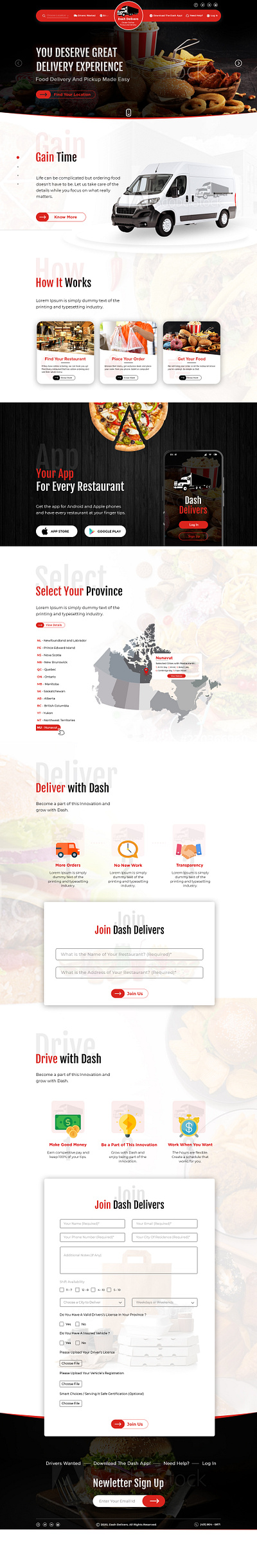 Food Delivery Company Website Design