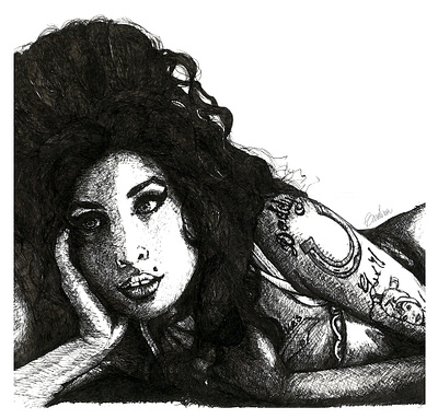 Amy Winehouse Fine Pen Portrait amy amy winehouse art drawing fine art fine pen gobsart music