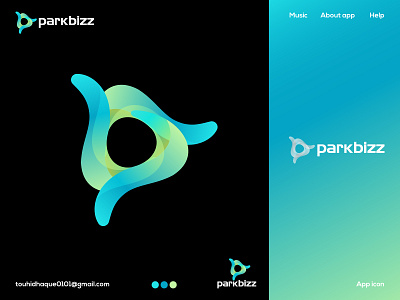 parkbizz logo concept abstract app icon art blockchain brand identity branding connect crypto cycle ecommerce gradient logo logo media player metaverse modern music logo nft player logo triangle visual identity