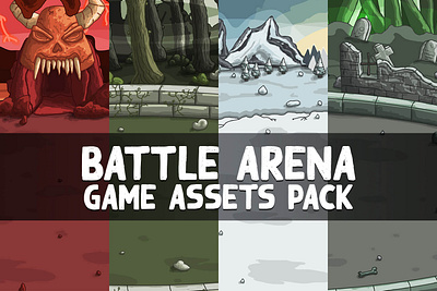 Battle Arena Assets Pack 2d arena backgrounds battle fantasy game game assets game design gamedev indie game