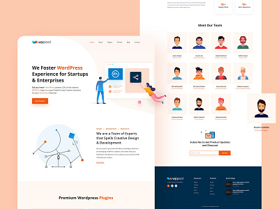 WPPOOL Landing Page 2020 trend adobe xd agency color colorful creative illustration isometric saas saas website software startup ui uiux wordpress wppool