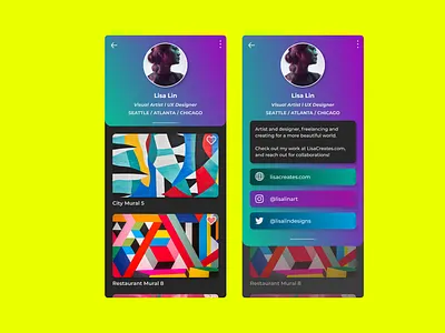 Creator User Profile art artist atlanta branding colors creative design gradient popart socialmedia ui