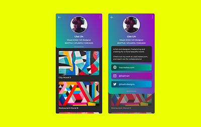 Creator User Profile art artist atlanta branding colors creative design gradient popart socialmedia ui