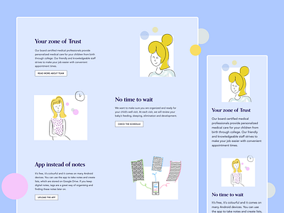 Pediatric Clinic Website application branding clean flat healthcare illustration medecine mobile ui ux vector