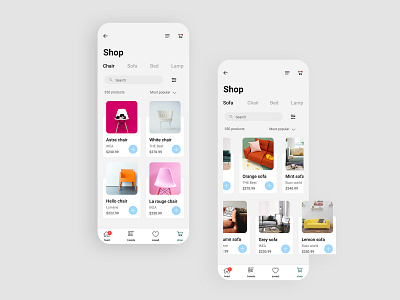 Furniture shop app design flat furniture furniture app furniture design furniture store minimal ui ux