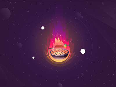 A hot comet adobe illustrator barbecue bbq casino design fire food galaxy gambling illustration planet space universe vector