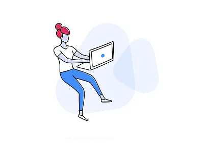 She be floating blue people canada character doiron flat girl illustration jeremie doiron moncton ux