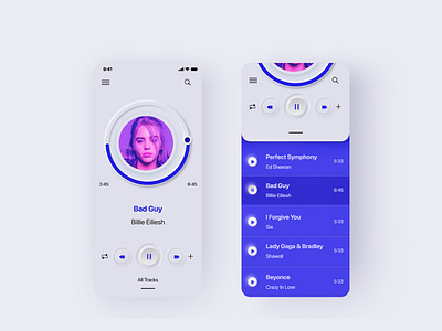 UI Music Player App app music music player neumorphic design neumorphism soft ui ui design