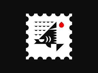 Piranha for number 4 angry animal blood drop fish geometric geometry illustration mark market modern nature piranha stamp symbol wave waves
