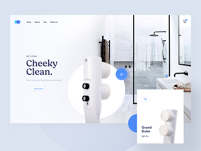 Be Clean app bathroom blue clean ecommerce landing light page restroom shop store toilet ui ux visux web website