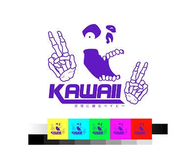 EMERGENCY KAWAII SYSTEM emergency broadcast system illustration japanese kawaii logo peace skeleton skull art vector