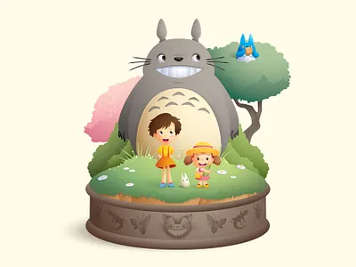 Totoro adobe illustrator character design cute illustration jerrod maruyama kawaii vector art