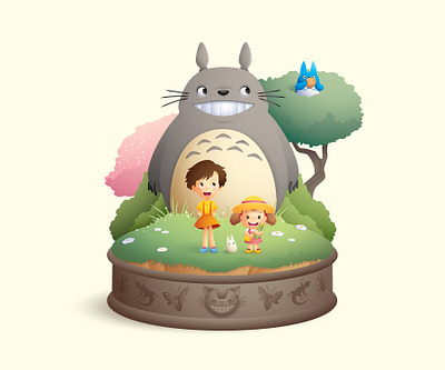 Totoro adobe illustrator character design cute illustration jerrod maruyama kawaii vector art