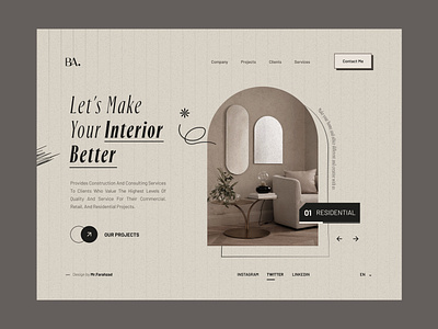 Interior Design Landing Page 🔥🤘 design header interior landing trend ui uidesign uiux web web design