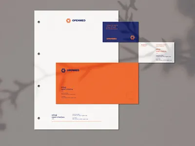 OpenMed Stationery branding business card envelope letter logo ripples waves