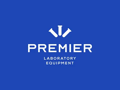 Premier Labs brand branding label labratory logo logo design minimal science test tube typography
