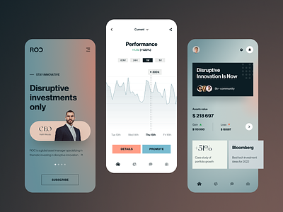 Roc Mobile application design halo lab interface startup ui ux