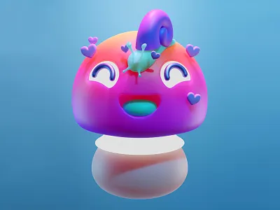 3D Emoji Character Design 3d blender cartoon challenge character design dailyui design emoji emoji set emoticon gradients illustration in love love minimal mushroom rainbow smiley snail sticker