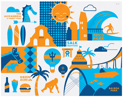 San Diego Mural graphic design vector art