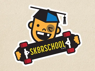 Skateboarding School Logo Concept graphic design illustration kid logo logo design logos skateboard skateboard graphics vector vector illustration