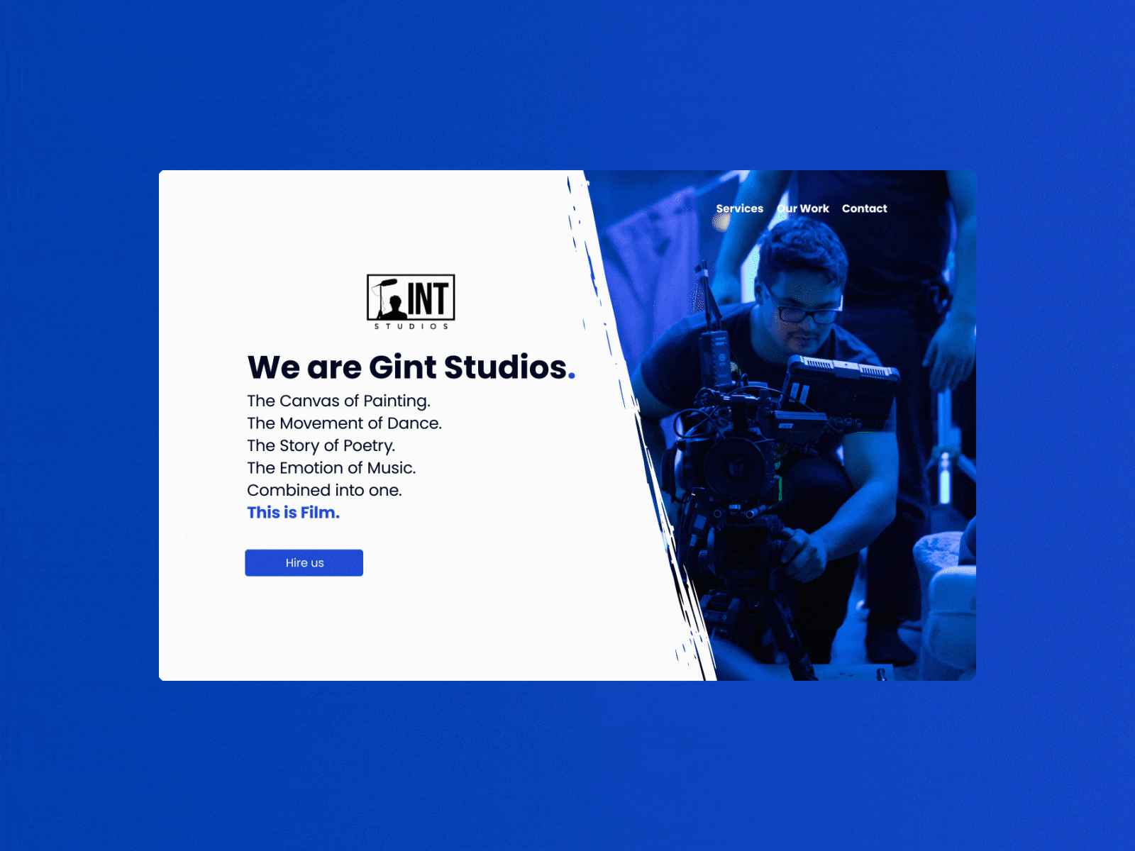 Gint Studios Landing Page adobeaftereffects adobexd animation animation after effects branding design landingpage minimal ui ux web designer webdesign