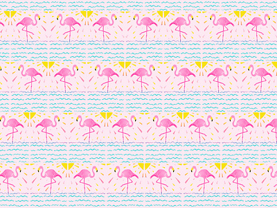 Flamingo Rays artwork block printing children book illustration design fine art illustration pattern
